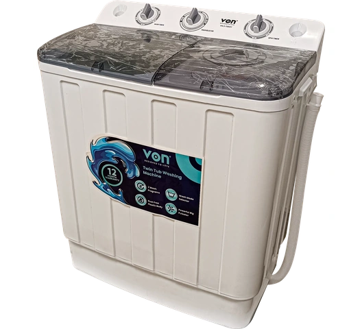 VON 7.5KG VON VALS-75BWY TWIN TUB WASHING MACHINE, WHITE - 7.5KG - Image 1